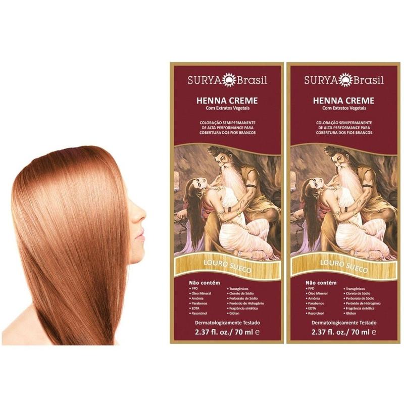 Kit 2 Hennas Creme Loiro Louro Sueco para os cabelos, 70mL cada